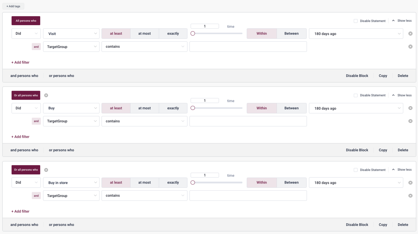 Upgrade of the cdp audience builder filtering