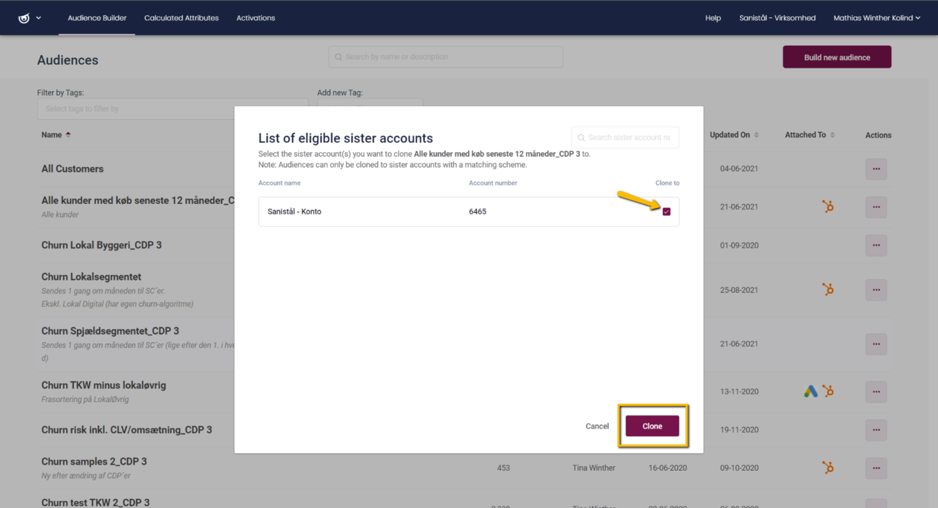 Clone Audiences in the CDP